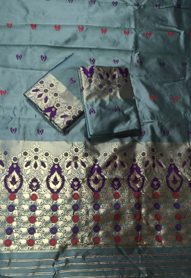 DHRUMIFASHION Self Design, Woven Mekhela Chador Polyester Saree(Dark Green)