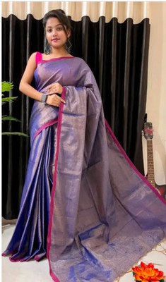 Anmol Textile Self Design Bollywood Pure Cotton Saree(Purple)