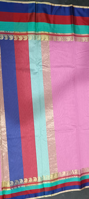 AZRAsaree Woven Banarasi Cotton Silk Saree(Pink, Blue, Cream, Magenta)