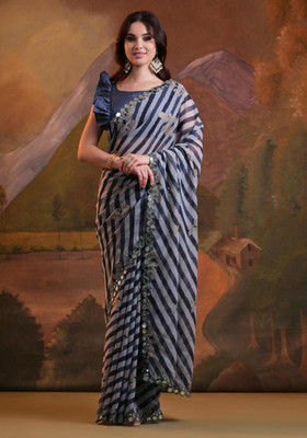 Moda Rapido Embellished Daily Wear Georgette Saree(Grey)