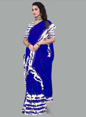 Krish Creation Printed Bollywood Georgette Saree(Blue)