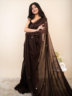 Lakshmi Boutique Solid/Plain, Woven Bollywood Cotton Silk, Cotton Blend Saree(Pink, White)