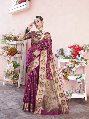 ANOUK Woven Mysore Organza Saree(Pink)