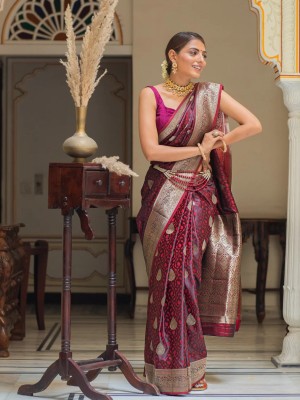 BHUMIKA CREATION Woven Bollywood Cotton Silk Saree(Maroon)