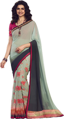 JVG CREATION Printed, Solid/Plain Bollywood Georgette, Lace Saree(Grey, Red)
