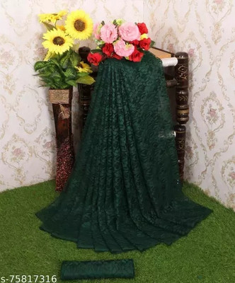 online bazaarr Self Design Bollywood Net Saree(Green)