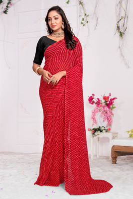 NESHVI ENTERPRISE Printed Bollywood Georgette Saree(Red)