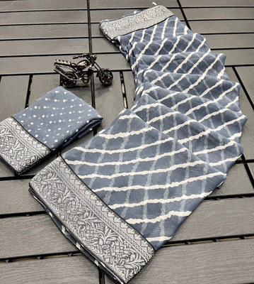 VD PRINTS Printed Leheria Georgette Saree(Grey)