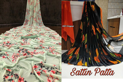 Sita Floral Print Bollywood Georgette Saree(Pack of 2, Green)