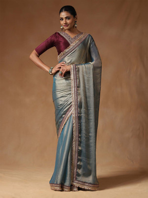 all about you Embellished Bollywood Chiffon Saree(Blue)