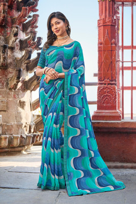 Laxmipati sarees Printed Bollywood Chiffon Saree(Multicolor)