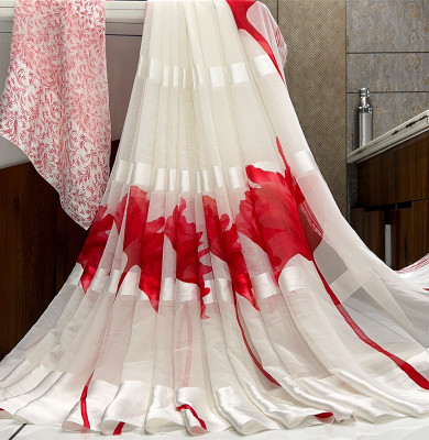Sita Floral Print Bollywood Georgette Saree(Red)