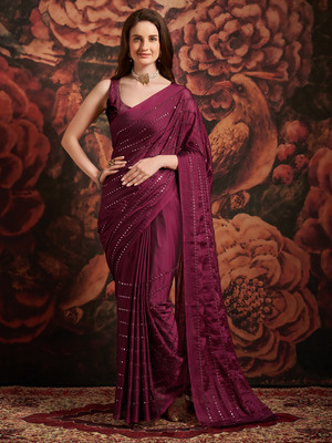 Tasrika Embellished Bollywood Georgette Saree(Purple)