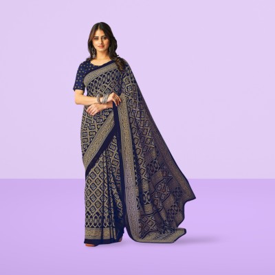 Leelavati Printed Daily Wear Georgette Saree(Dark Blue)