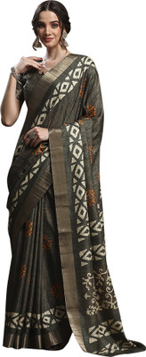 Divastri Printed Madurai Silk Blend Saree(Light Green)