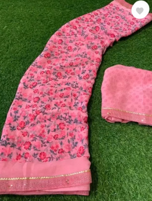 bhavika silk mills Printed Daily Wear Georgette Saree(Pink)