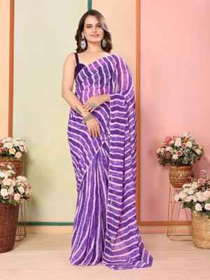 MUSKAN COLLECION Printed Daily Wear Georgette Saree(Purple)