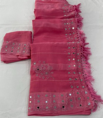 Dori Woven Bollywood Chiffon Saree(Pink)