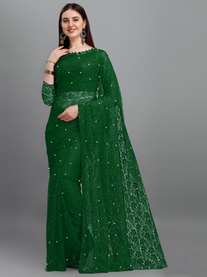 NEXA Printed Bollywood Brasso Saree(Green)