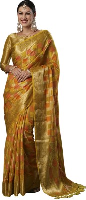 Divastri Woven Banarasi Organza Saree(Yellow)