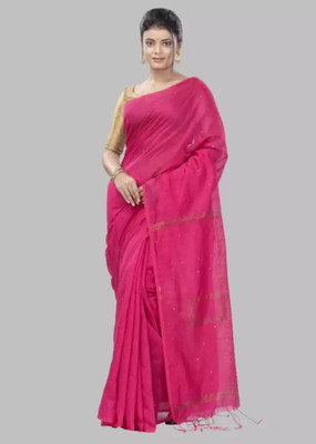 Bholenath textile Self Design Handloom Cotton Blend Saree(Dark Blue)