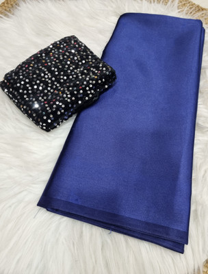 Arpita Fashion Solid/Plain Bollywood Satin Saree(Dark Blue)