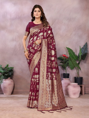 Pikham Embellished Bollywood Art Silk Saree(Maroon)