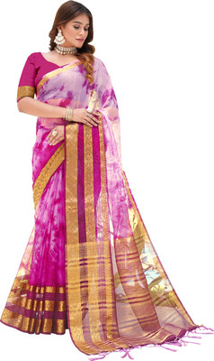 Aarunika SBT Solid/Plain Bollywood Organza Saree(Magenta)