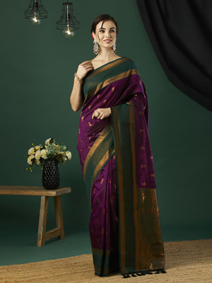 KAYOMMI Self Design Bollywood Pure Silk Saree(Maroon)