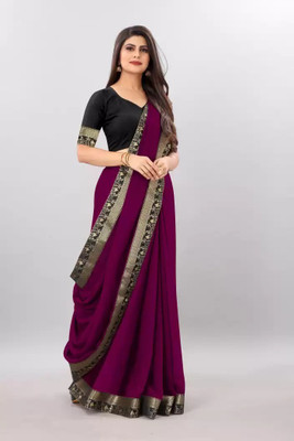 Juhi Collection Solid/Plain Patola Art Silk Saree(Purple)
