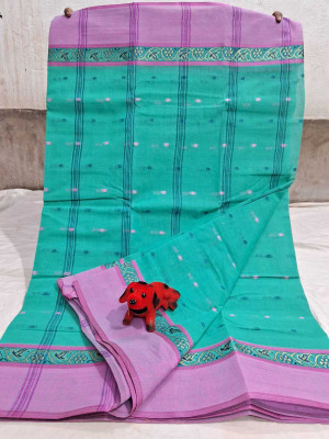 p fashion Self Design Tant Pure Cotton Saree(Light Blue)