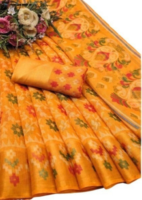 Suali Floral Print Daily Wear Cotton Silk Saree(Multicolor)