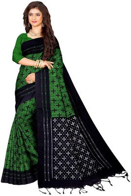 Joyguru Textile Printed, Self Design Sambalpuri Viscose Rayon Saree(Green)