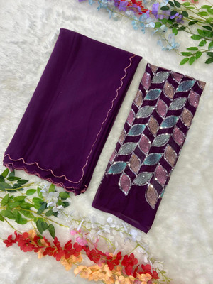 MSC TRENDLINE SAREES Self Design, Solid/Plain Bollywood Georgette Saree(Magenta)