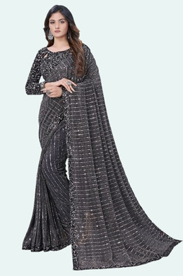 SHREE FASHIONFAB Embellished Bollywood Net Saree(Pack of 2, Grey)
