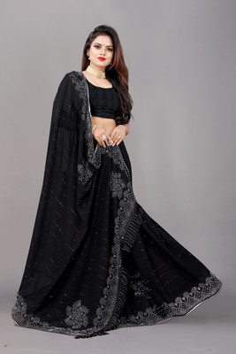 LAKHADATARI PRINTS Embellished Bollywood Georgette Saree(Black)