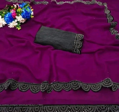 Sayal Creation Self Design Bollywood Georgette Saree(Purple)