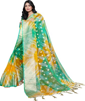 KOTHARI KS Self Design Bandhani Organza Saree(Green)