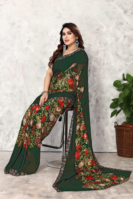 YASHIKA Printed Daily Wear Georgette Saree(Green)