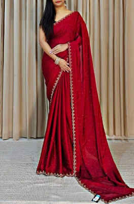 HouseOfCommon Self Design Bollywood Chiffon Saree(Red)