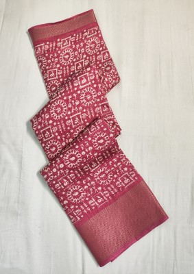 Shree Sarathi International Digital Print Gadwal Cotton Silk Saree(Pink)