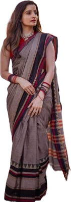 Shyamalisaree Printed Handloom Cotton Blend Saree(Multicolor)