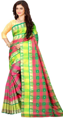 HARE KRISHNA ENTERPRISE Solid/Plain Handloom Pure Cotton Saree(Red)