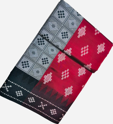 AYEZAL Temple Border Sambalpuri Art Silk Saree(Red)
