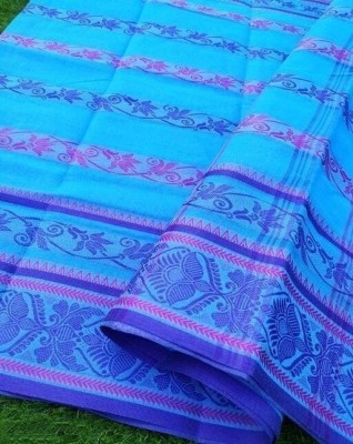 Parbati fashion Self Design Tant Pure Cotton Saree(Blue)