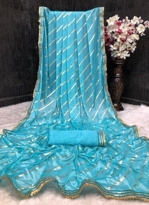 JAY BHAWANI TEX FAB Embellished Bollywood Lycra Blend Saree(Light Blue)
