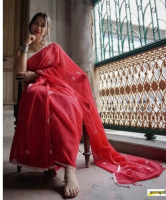 sdn Woven Handloom Handloom Cotton Blend Saree(Red)