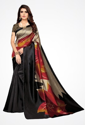 Suali Printed Mysore Pure Silk Saree(Black)