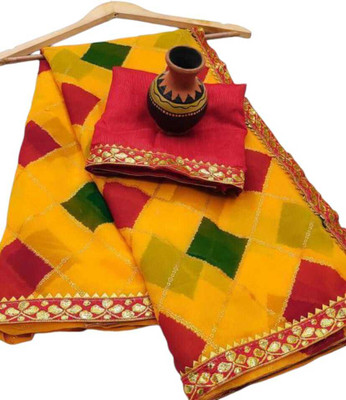 EVERYDAY CREATION Digital Print Bollywood Georgette Saree(Yellow)