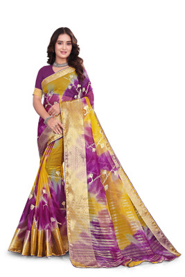 Aarunika MT Solid/Plain Bollywood Organza Saree(Magenta)